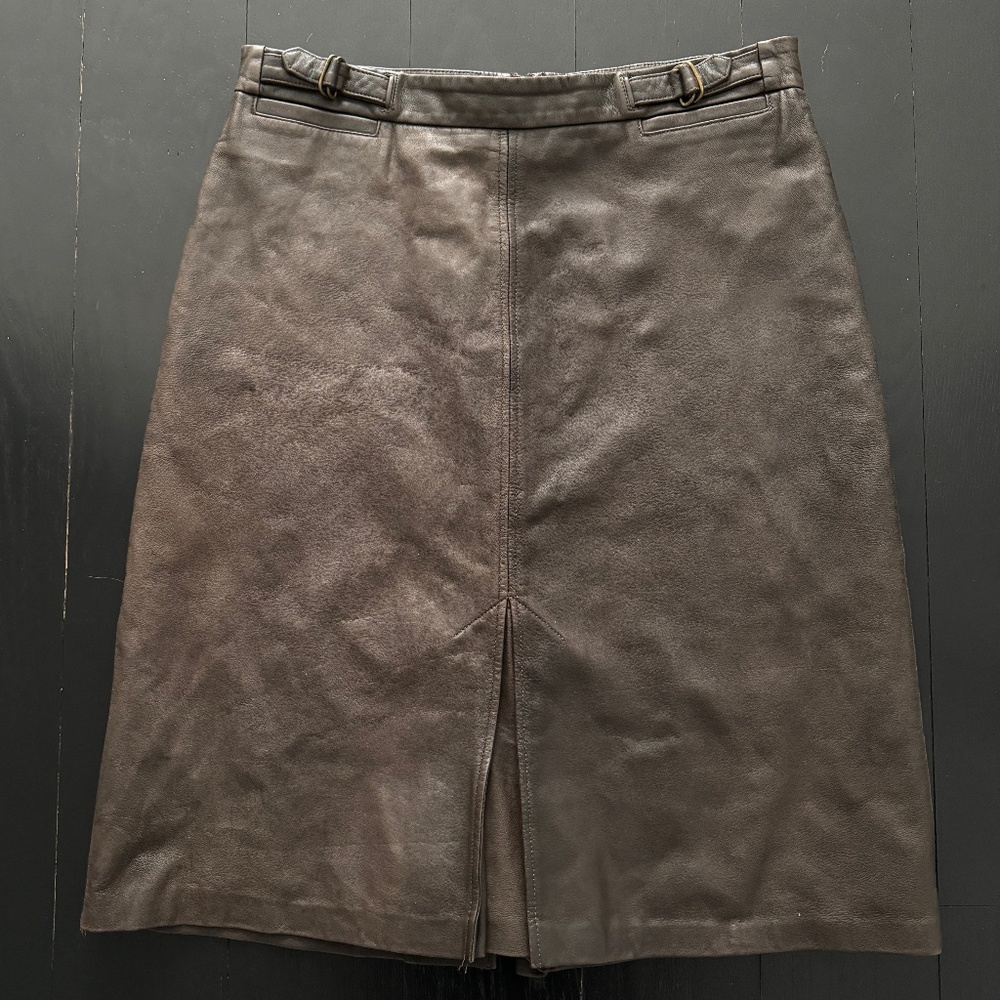 VINTAGE GAP Brown Leather Buckle Skirt